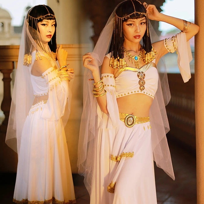 ハロウィン コスプレ コスプレ衣装 クレオパトラ コスチュームセット トップス スカートパンツ ベール セット衣装 ハロウィンコスプレ 衣装 仮装 コスチューム エジプト 女王 ハロウィン衣装 民族衣