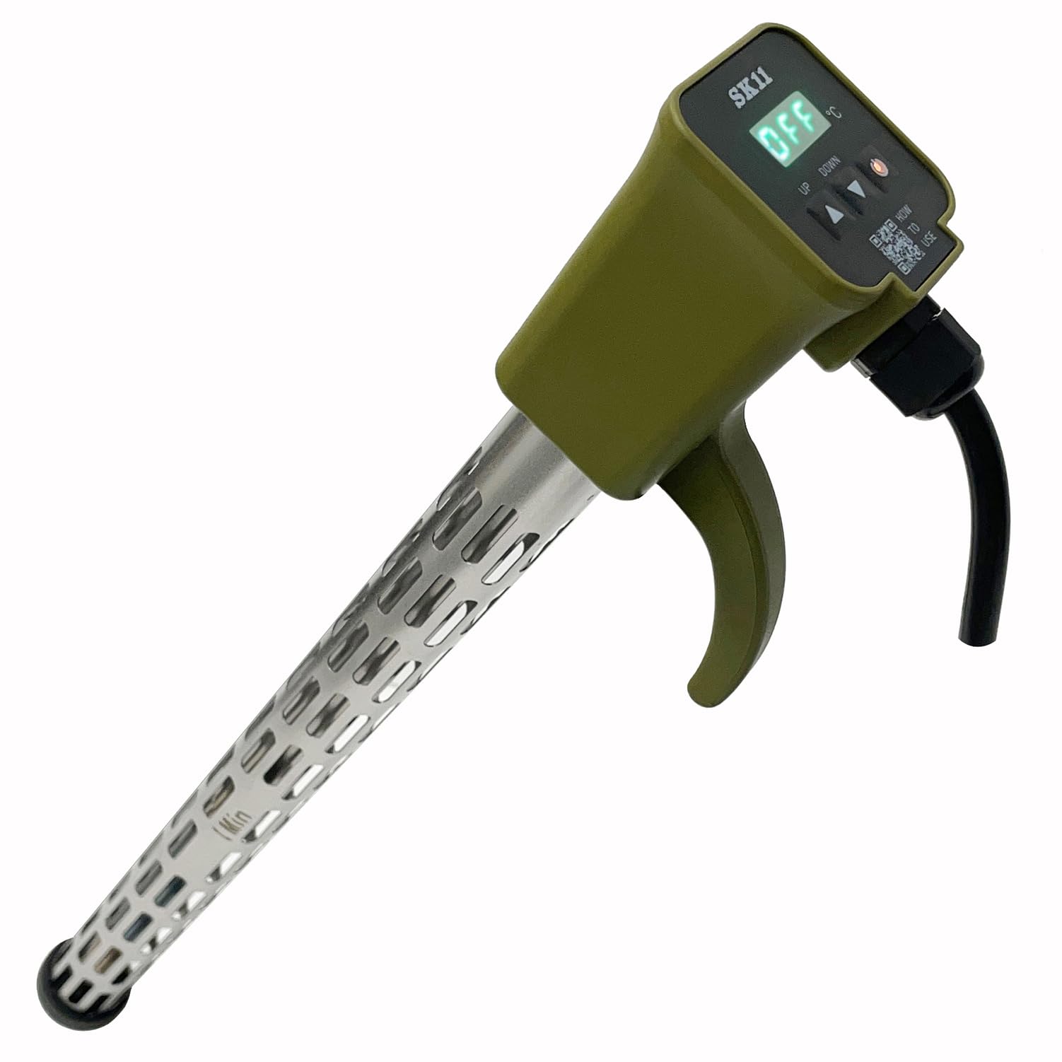 SK11(エスケー11) パネルコントロールヒーター(投げ込みヒーター) バケツやポリタンクの水を温める 樹脂製バケツ使用可能(樹脂製の場合は50度まで) Lサイズ 長さ400mm 工事現場 ハウスク