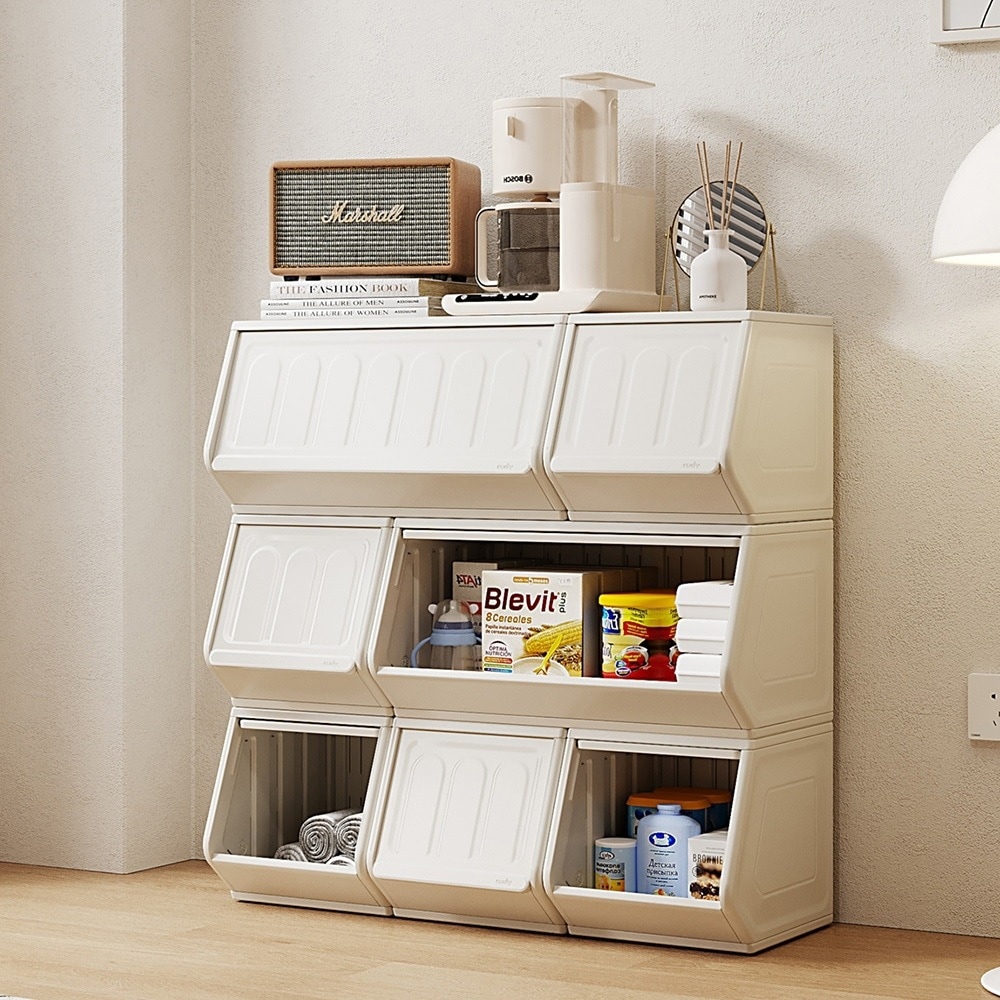 【3個セット】カラーボックス 扉付き 収納ボックス 積み重ね 前開き 組立簡単 おしゃれ 大容量収納 隠す収納 ジョイントパーツ ズレない 棚 カラーボックス ドア付き おもちゃ箱 リビング 卓