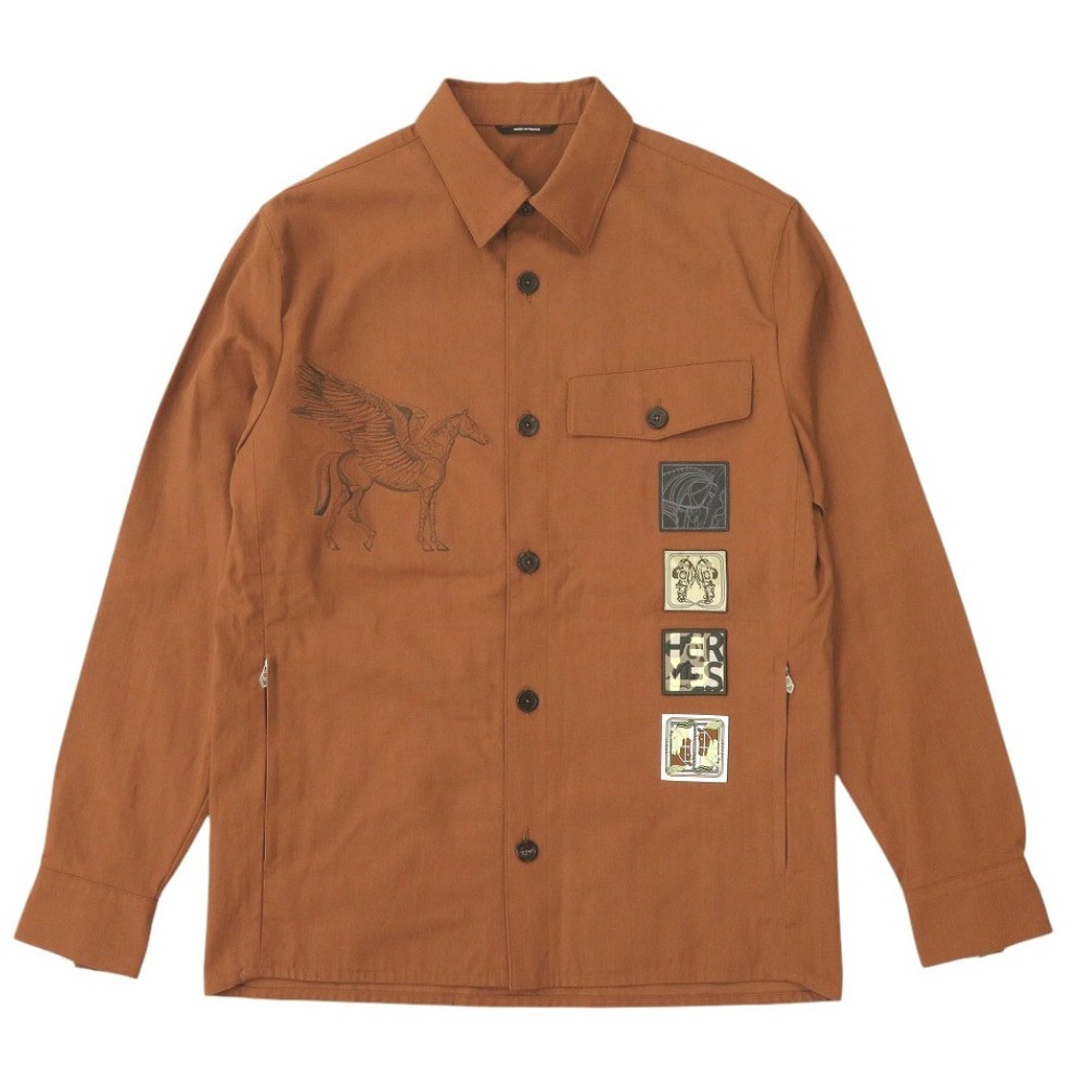 未使用品 Icones au Carre 刺繍 H352140HC3H52 長袖シャツ レーヨン/コットン シエンヌ 1510【中古】 メンズ