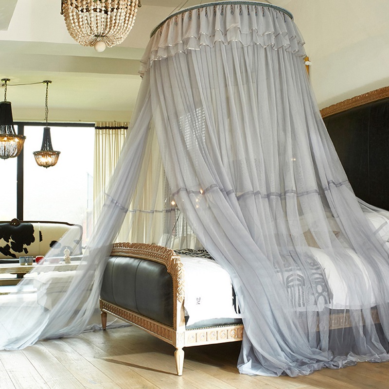 シンプルなドームと大きな天井ネットレーステント宮殿の床張りテントプリンセススタイルなしブラケット掘削インストール