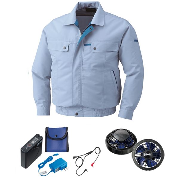 【新品】KU90450 空調服 R 綿・ポリ混紡 脇下マチ付き サックス L 空調服 TM 株式会社空調服 綿・ポリ混紡 脇下マチ付付き空調服