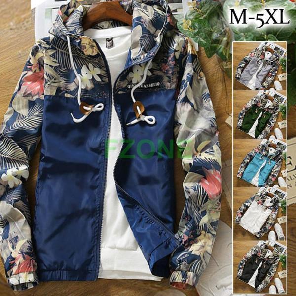 【急速出荷!】マウンテンパーカー メンズ ジャケット ウィンドブレーカー 羽織 花柄 スリム アウター 大きいサイズ カジュアル 着痩せ 春秋 アウトドア おしゃれ