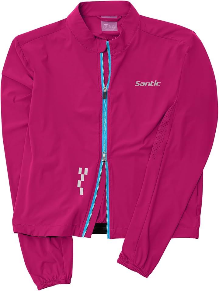 レディース サイクルジャージ 長袖 サイクリングジャージ サイクルジャケット 薄手 通気性 日焼け防止 防風 両側ポケット付き コンパクト収納 折り畳み(パープル, L)