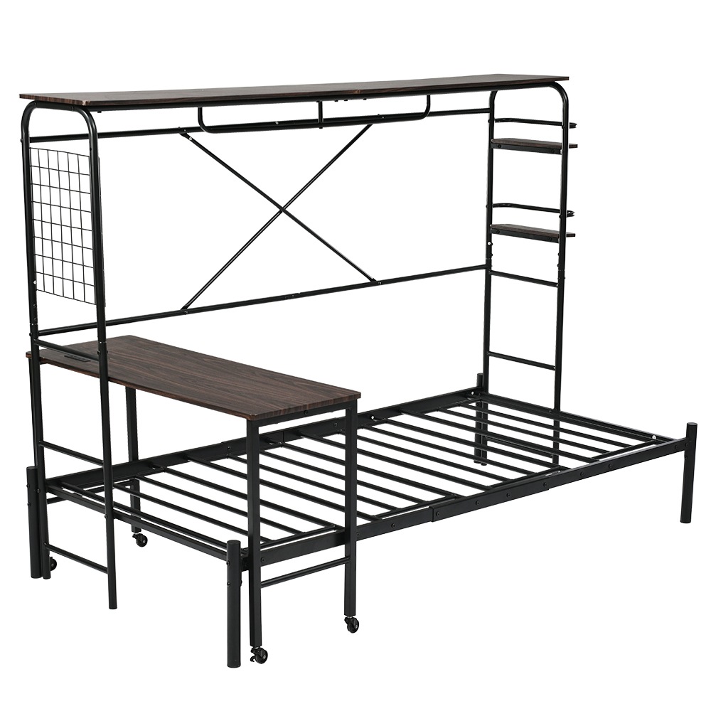 【即日発送】シングルベッド パイプベッド ベッドフレーム 一人暮らし 収納 おしゃれ 北欧風 大人用 スチール 耐震 収納付き 北欧風 20,344円