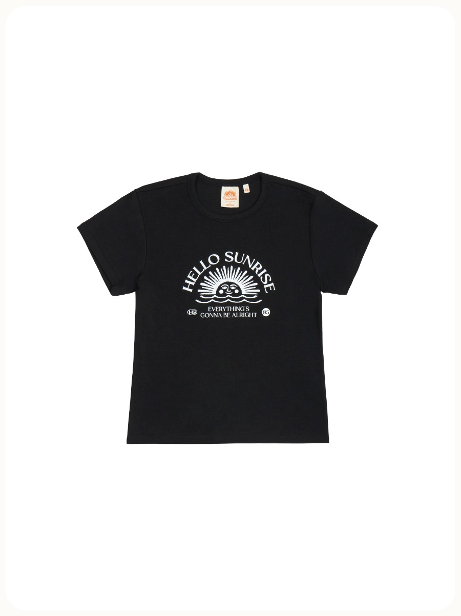 HELLO SUNRISE Arch Logo Baby Tee (W) Black