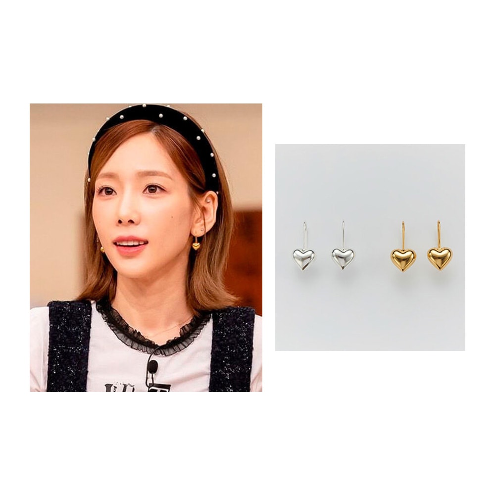 [スジ/シャイニキ/イジュミョン/クォンジナ着[テヨン/カリーナ/ラブムソヨン/fromis_9イセロム着用]ハートフックイヤリング/人気ジュエリー 韓国女性アクセサリー用]ポイントカバーリング/韓国