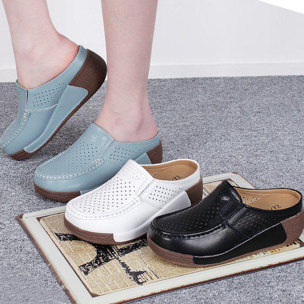 [シューズ] レザー 厚底 ゴム底 女性 レディース ミュール ローファー スリッパ 5cm sjsw-A8