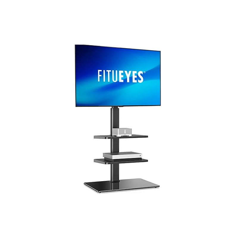 FITUEYES テレビスタンド 3260インチ対応 3段棚付き 壁寄せテレビスタンド 高さ調節可能 ラック回転可能 ブラック TT306001GB
