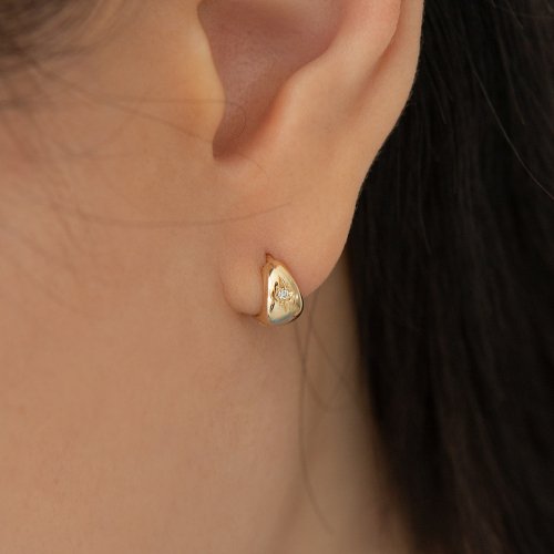 LUNNE 14k スターラップダイヤモンドボリュームワンタッチピアス K14ゴールド #LFE12