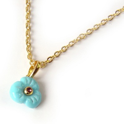 シルバーゴールド仕上げ ターコイズネックレスペンダント12月誕生石ターコイズ