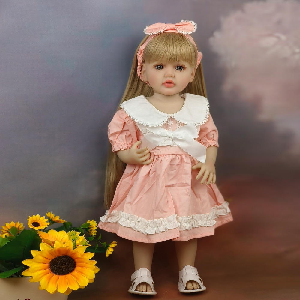 リボーンドール 55cm Xinxin ロングヘアー ガール フルプラスチックボディ 洗える かわいい シミュレーション プリンセス シミュレーション ベビー
