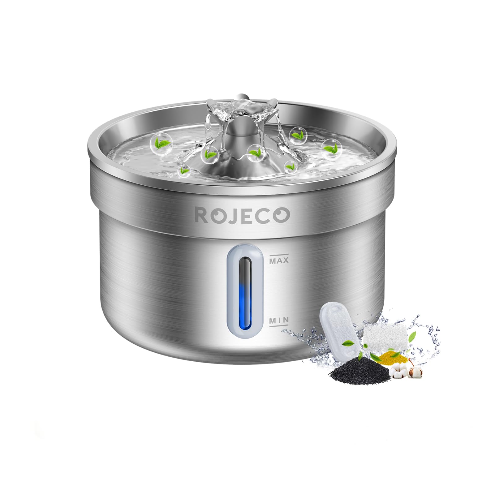 ROJECO 犬 猫 自動給水器 猫 水飲み器自動 ステンレス製 2L循環式大容量ペット給水器 20dB静音省エネルギー 王冠式設計 お留守番対応 4,812円