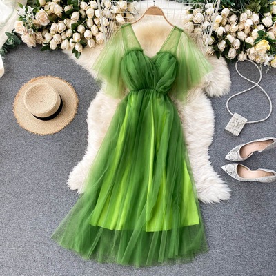 Aライン ドレス ワンピース パーティードレス シースルー 透け感 とろみ 妖精スタイル フェアリー 4,805円