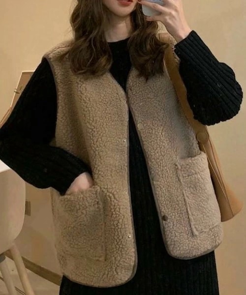 ベスト ルーズボアベスト レディース