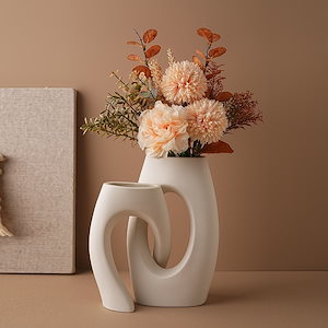 陶器製の白い花瓶風フラワーアレンジメント飾り花飾りが熱い販売中