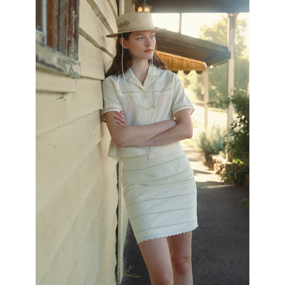 AND YOU ホーカーホタテレーススカート (クリーム)