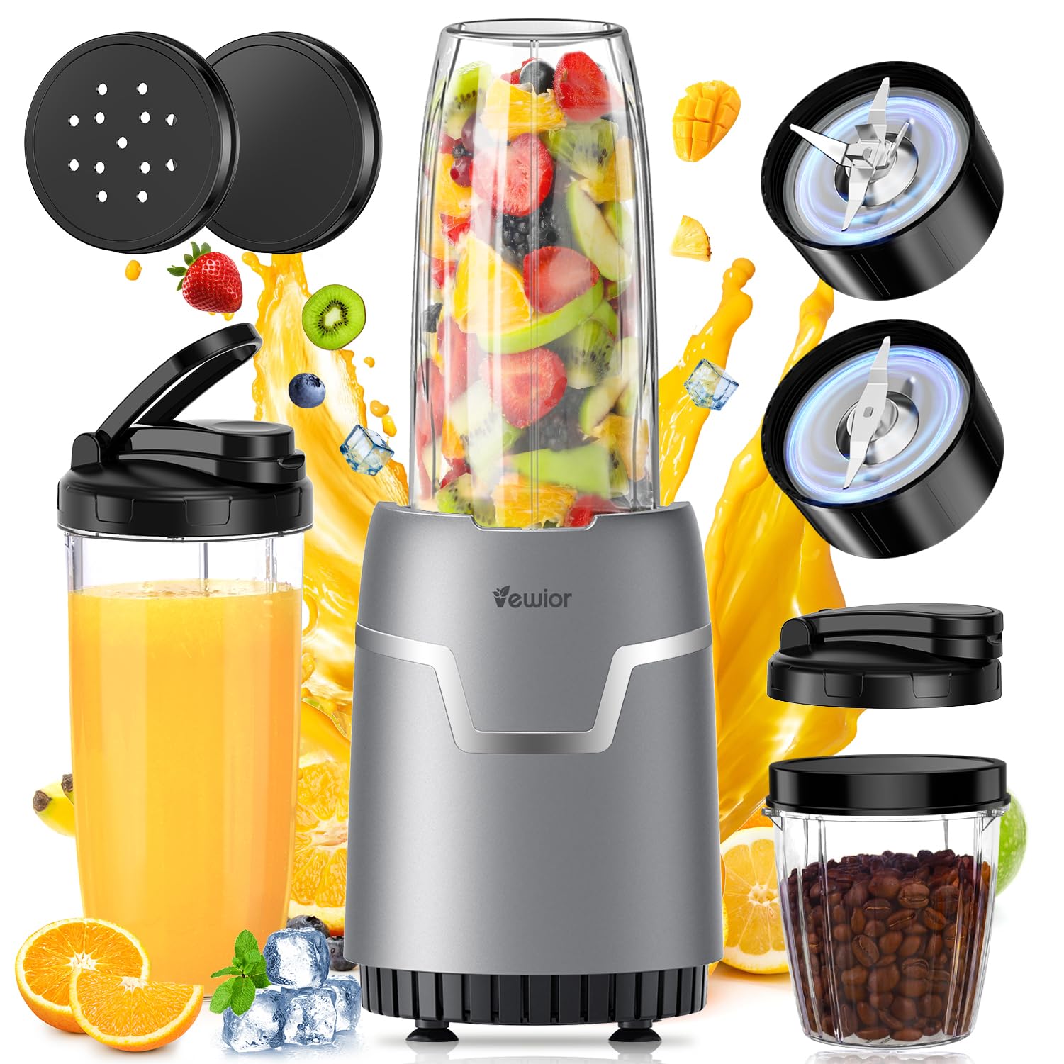 ジューサー ミキサー【2025技術革新版! 1台多役・最大1200Ｗハイパワー·790ML大容量】VEWIOR ブレンダー 氷も砕ける スムージー/野菜/果物/ジュース/コーヒーミル/離乳食用/ミルク