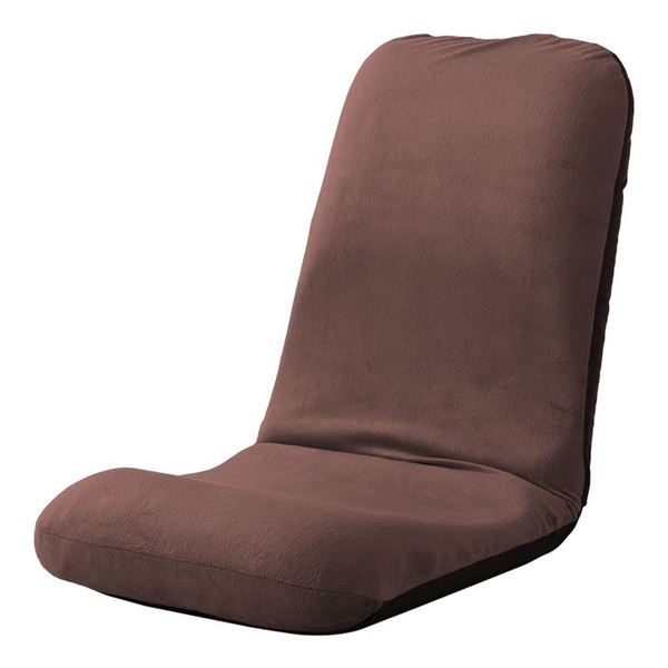 背筋ピン 座椅子/パーソナルチェア Lサイズ ブラウン 起毛生地 約幅42cm スチールパイプ リクライニング 日本製