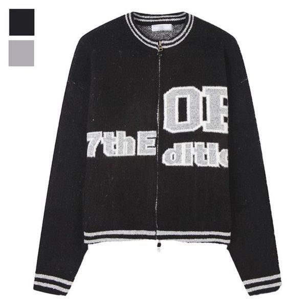 男性ラウンドORジップアップニットカーディガンAC-CA-Q084-ブラック