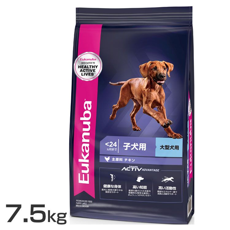 【人気商品】ユーカヌバ ラージ パピー 7.5kg ユーカヌバ プレミアムフード ドッグフード 大型犬 子犬用 Eukanuba 12カ月まで チキン 犬 ドライフード 【D】
