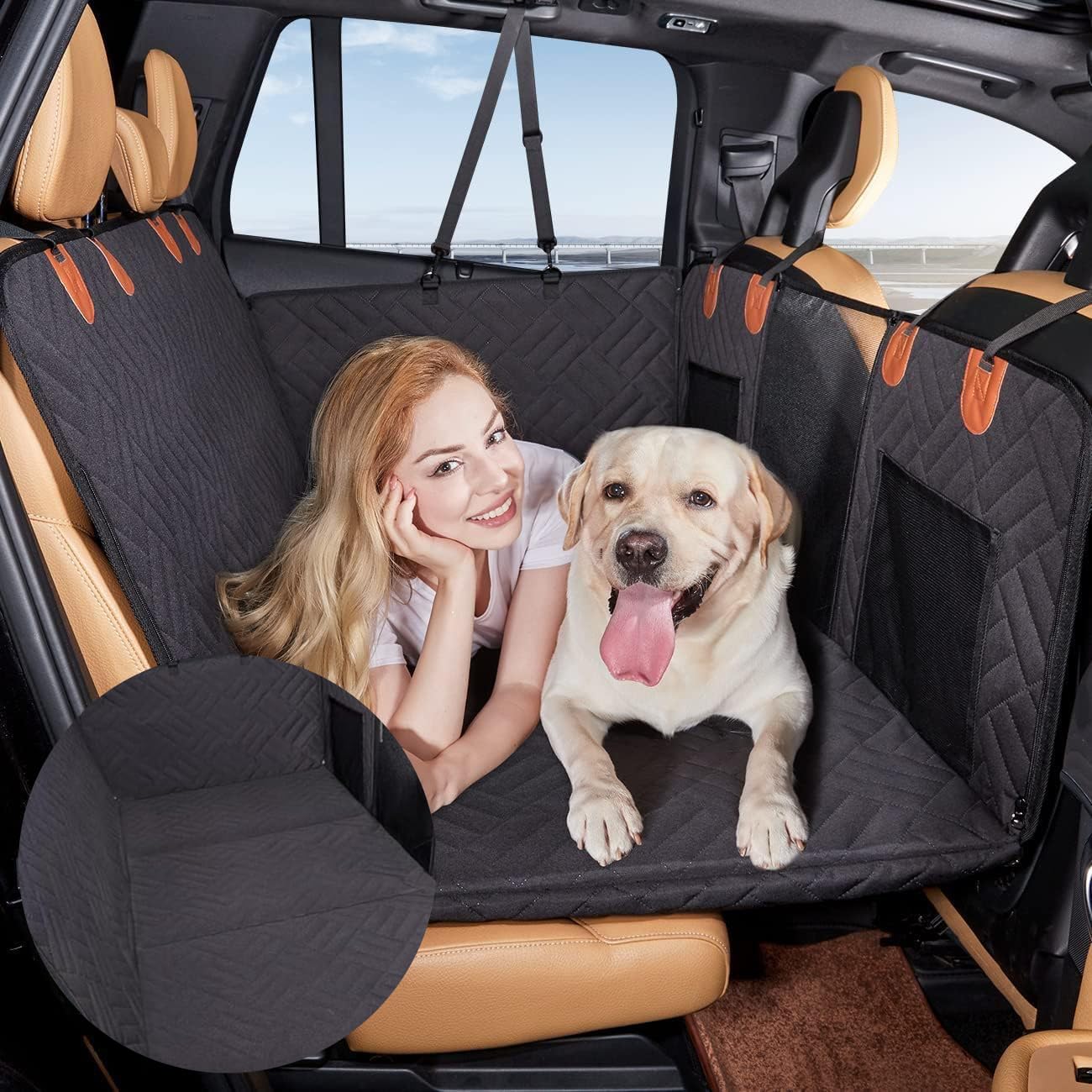 [GIIPET]ペット用 ドライブシート【2025汎用版 全車種】犬ドライブ マット 折り畳み 犬 車 シート 後部座席 防水 耐摩 滑り止め 可視メッシュ窓 安全ベルト付き 水洗い可能 取り付け簡単