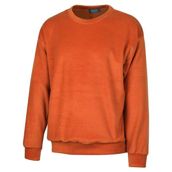 メンズベーシックラウンド長袖フリースTシャツ NE-TSA-Q010-レンガ