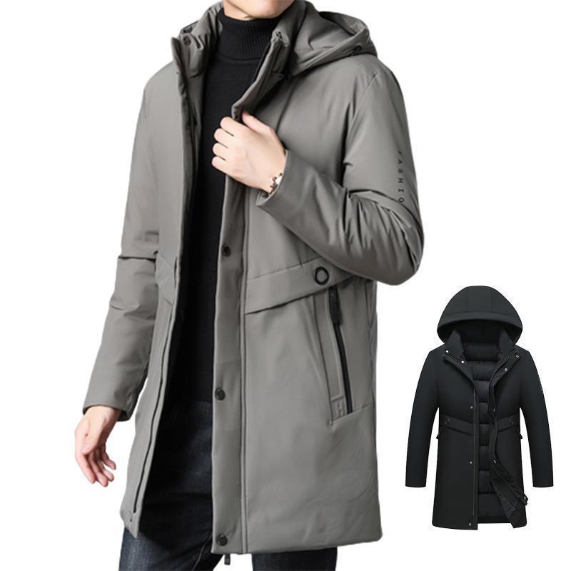 メンズ 中綿 ミディアム ロング フード付き おしゃれ コート 男性 20代 30代 40代 無地 厚手 2023 ファッション 高級 アウター ダウン
