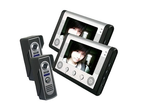 SY801M22ホームセキュリティ2屋外カメラと2台のモニタを持つビデオドア電話インターホン