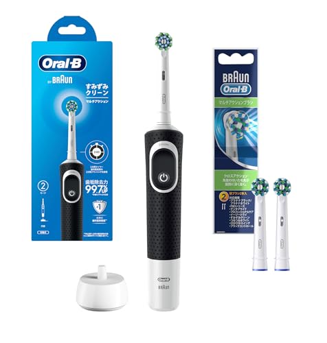 ブラウン オーラルB すみずみクリーン ブラック 替えブラシ付セット 電動歯ブラシ D100.413.2+EB50 【Amazon.co.jp限定】