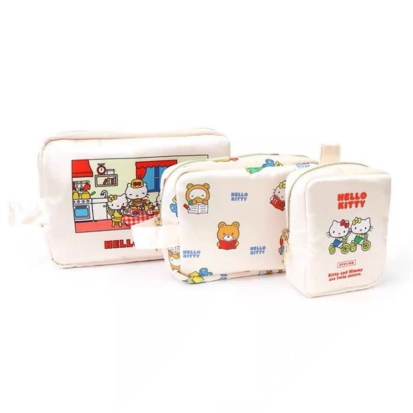 ハローキティ トラベルポーチ 3点セット　吊り下げ、圧縮ポーチ　ワンズテラス ハローキティ トラベルポーチ 3点セット 吊り下げ、圧縮ポーチ