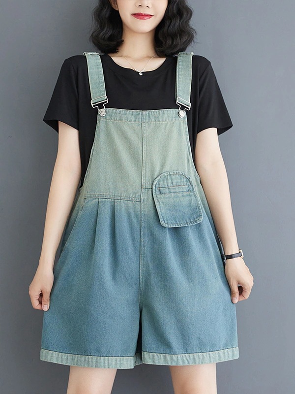 2025夏の新型のゆったりとしたカジュアルなグラーデションジーンズ若見えワイドパンツ半ズボン