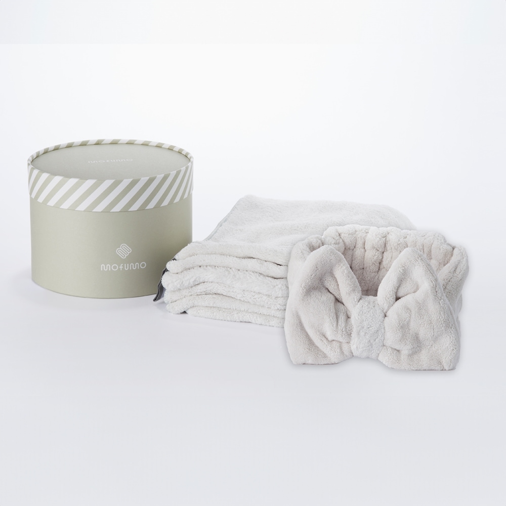 [mofumo] 美髪専用 ナイトケアタオル1枚＆ターバン1枚セット　タオルドライ　美容師が6年かけて開発　吸水 速乾 マイクロファイバー ヘアターバン もふもふ　お風呂あがり　全2色