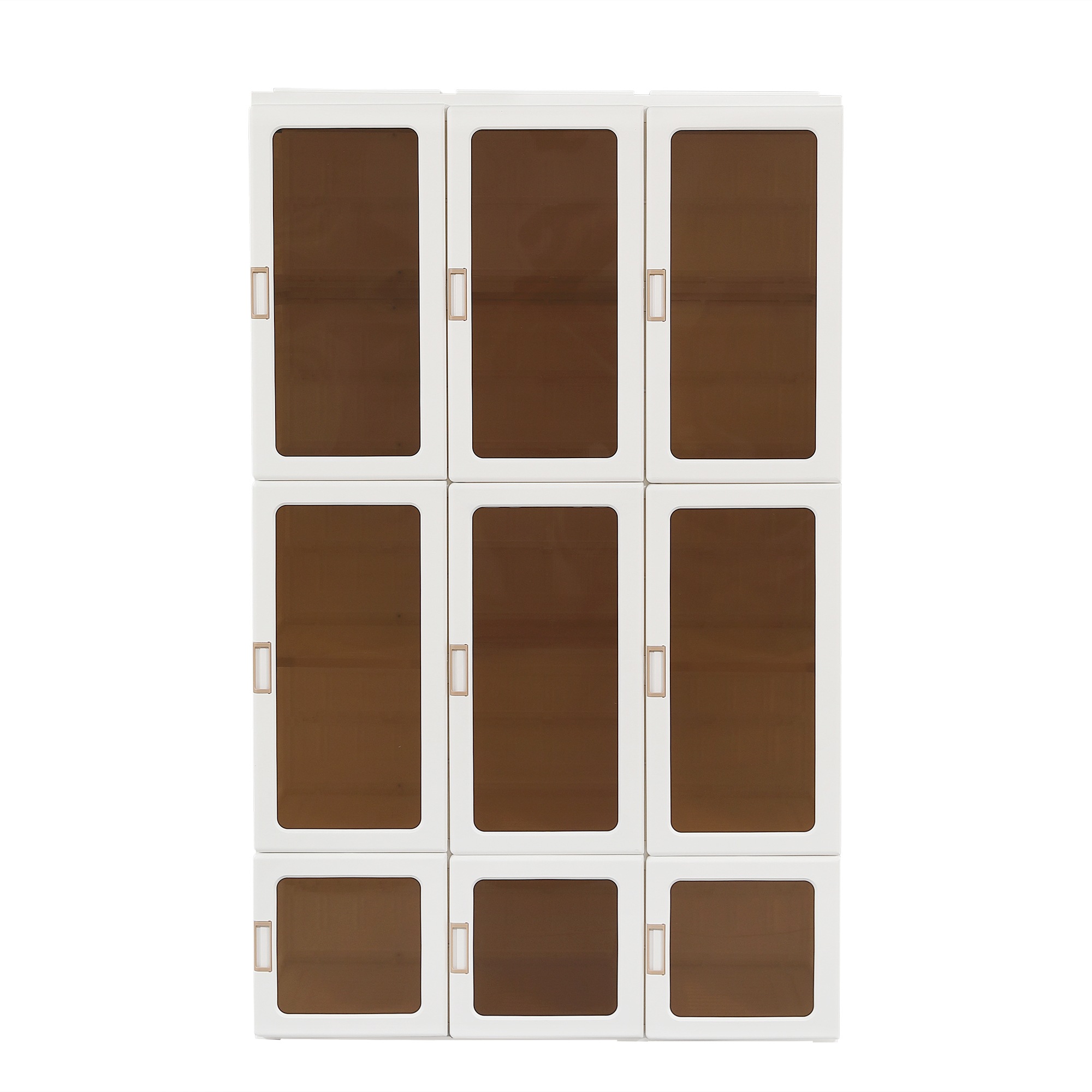 【国内出荷-送.料.無.料】クローゼット一体折りたたみ式洋服ダンス扉付き雑物ハンガーラック簡単組立大容量衣類防塵省スペース新生活高耐荷重おしゃ【幅104*高さ170cm茶色透明扉】ワードローブ収納49