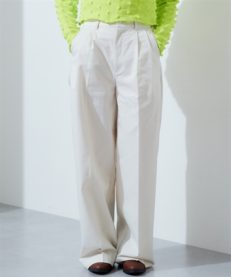 ロングパンツ ダブルタックワイドパンツ