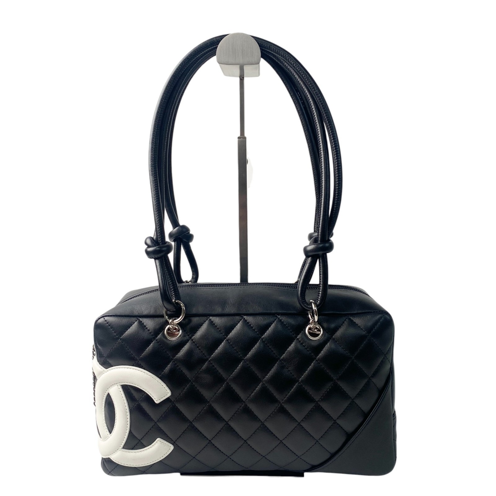 美品 シャネル CHANEL レディース カンボン ボーリングバッグ ココマーク ラムスキン 11番台　Gカード 箱付き