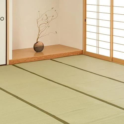 【メーカー直送品】萩原 洗えるい草風カーペット 四条 団地間6帖 GR グリーン