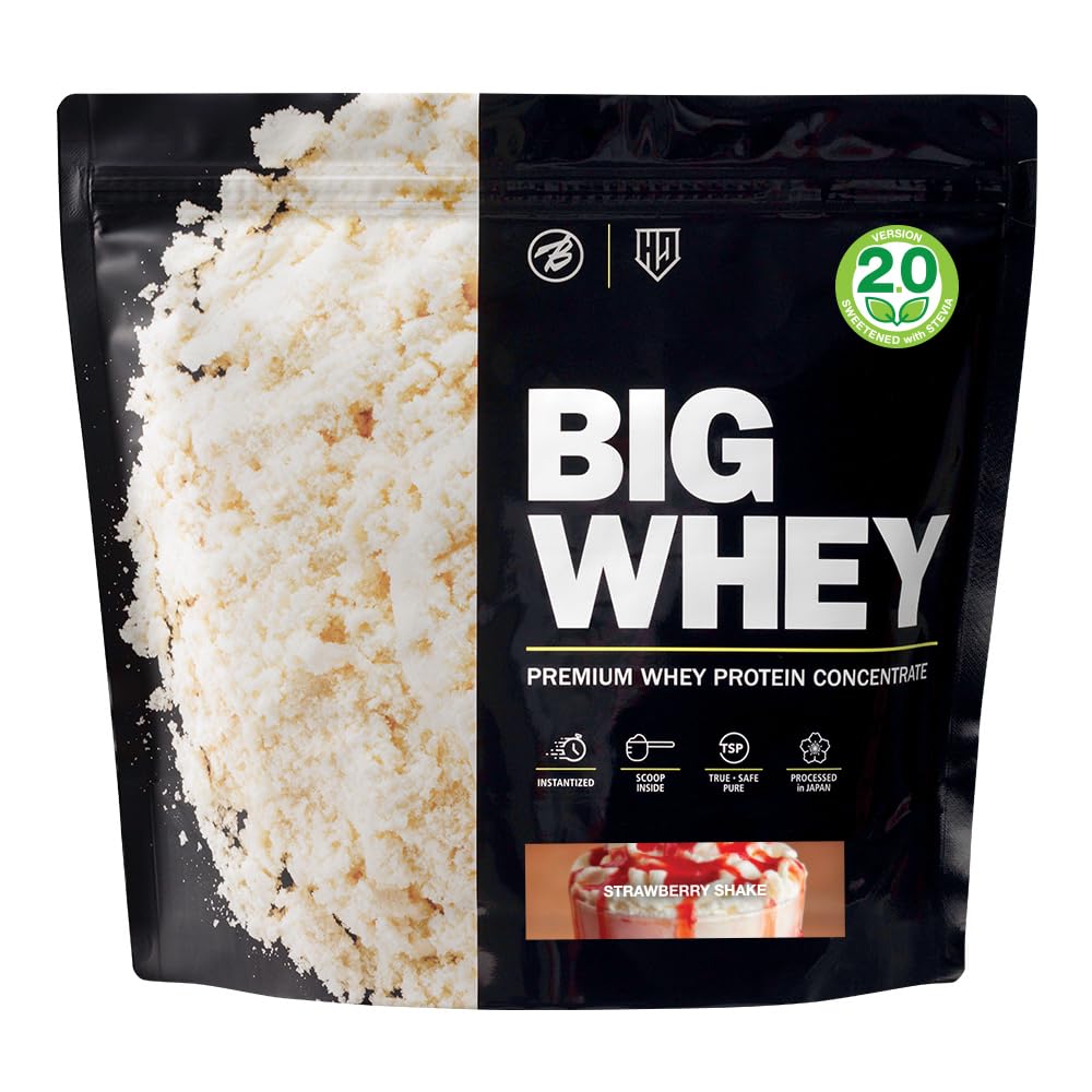 バルクスポーツ プロテイン ビッグホエイ 甘さ控えめ 人工甘味料不使用 ストロベリーシェイク風味 1kg ホエイプロテイン