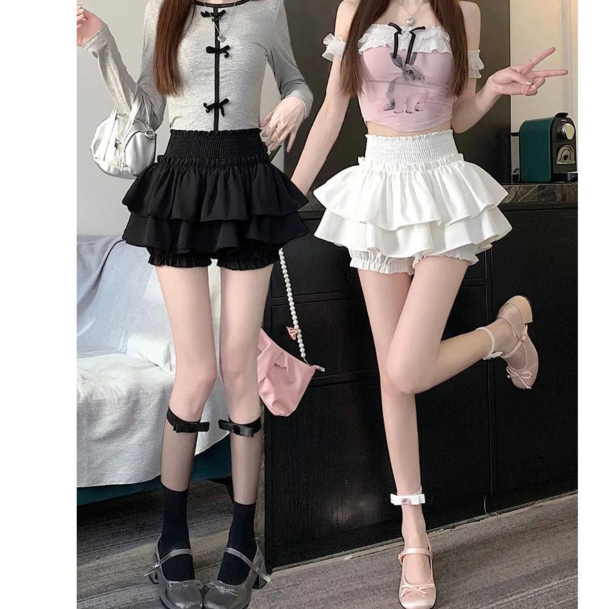 【1つ買うと10つ無料】夏のバレエスタイルの女性のための壊れた耳ケーキスカートハイウエスト -短い短いスカートアンチエッジポジュアースカートパンツ