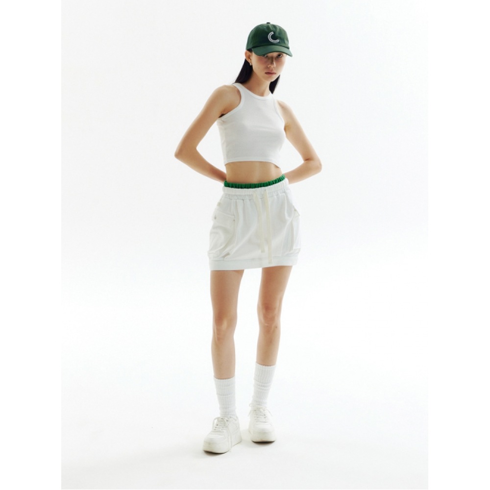 CHOWOO ダブルバンドブルーミングスカート-ホワイト_CW1A_B10WW