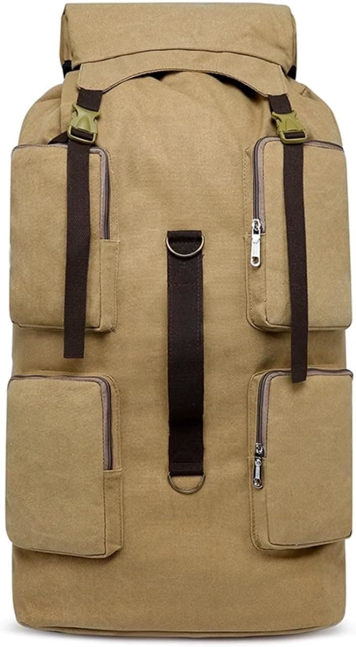 ダッフルバッグ 110L バックパック 大型ザック ミリタリー メンズ リュックサック アウトドア 鞄(ベージュ)