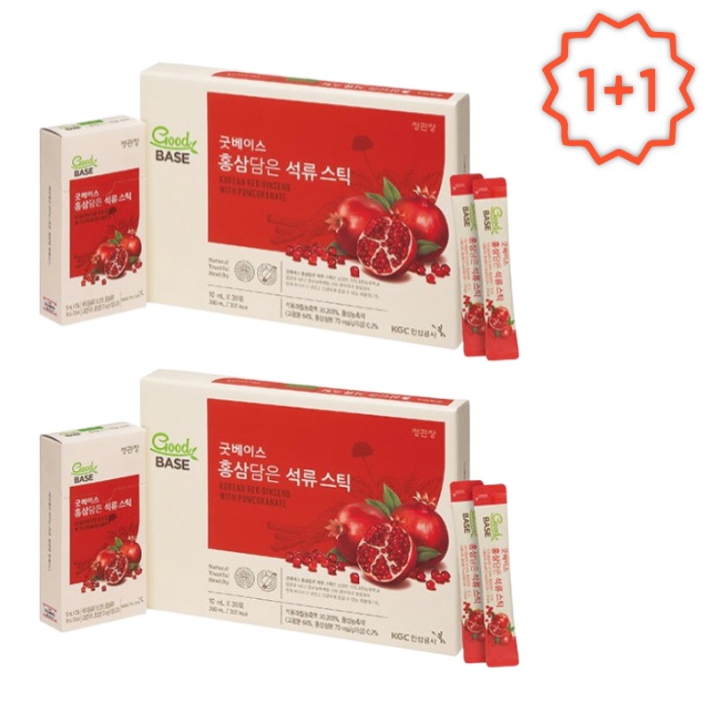 [大容量企画商品] 1+1 GoodBASE 紅参ザクロスティック 10ml 30包 + 30包 2ヶ月 免疫力 スティック 携帯用 健康100% 韓国産 6年根 紅参 高栄養 疲労回復