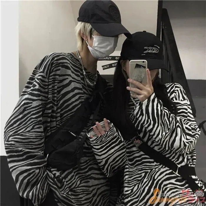レデイース Tシャツ シマウマ柄 長袖 ビッグ シルエット ゼブラ柄 トップス ダンス 衣装 ヒップ