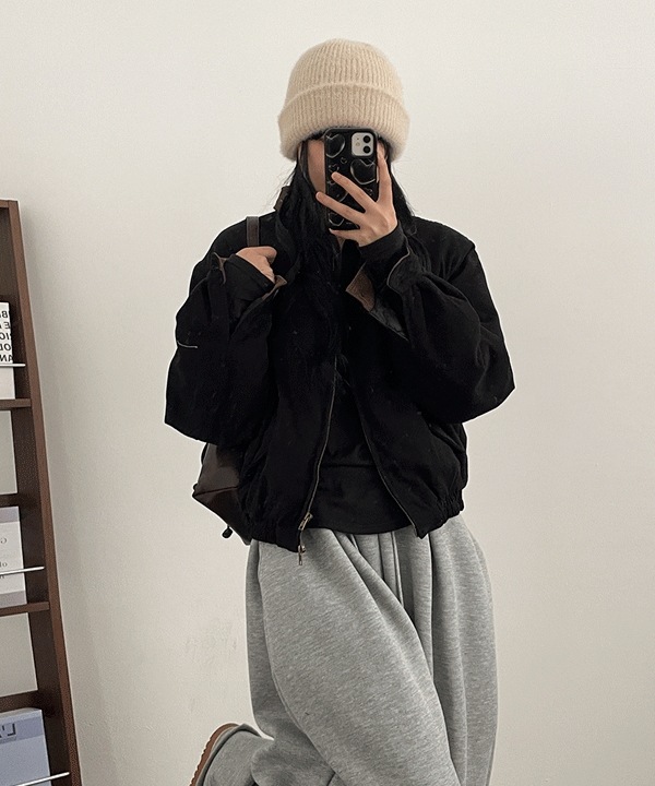 オーバーフィット コーデュロイ カラーポイント キルティング裏地 ダウン ショートジャンパー(4color)