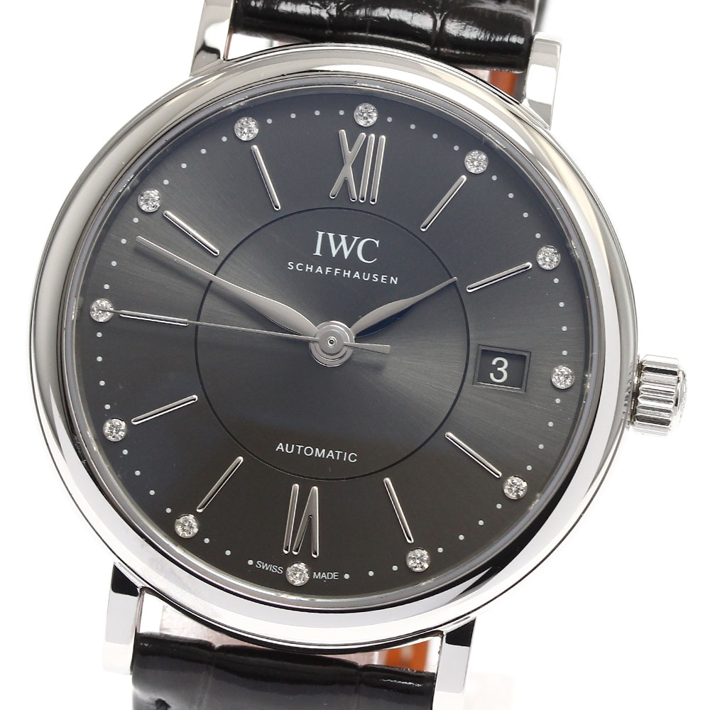 IWC IWC SCHAFFHAUSEN IW458102 ポートフィノ 37MM 12Pダイヤ 自動巻き ボーイズ 美品 保証書付き_900033【中古】
