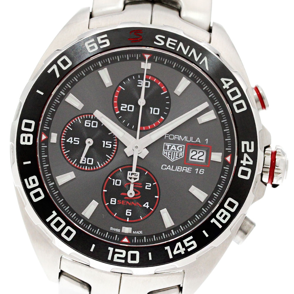 タグホイヤー TAG HEUER CAZ201D フォーミュラ1 アイルトン セナ クロノグラフ 自動巻き メンズ 箱・保証書付き_848579【中古】