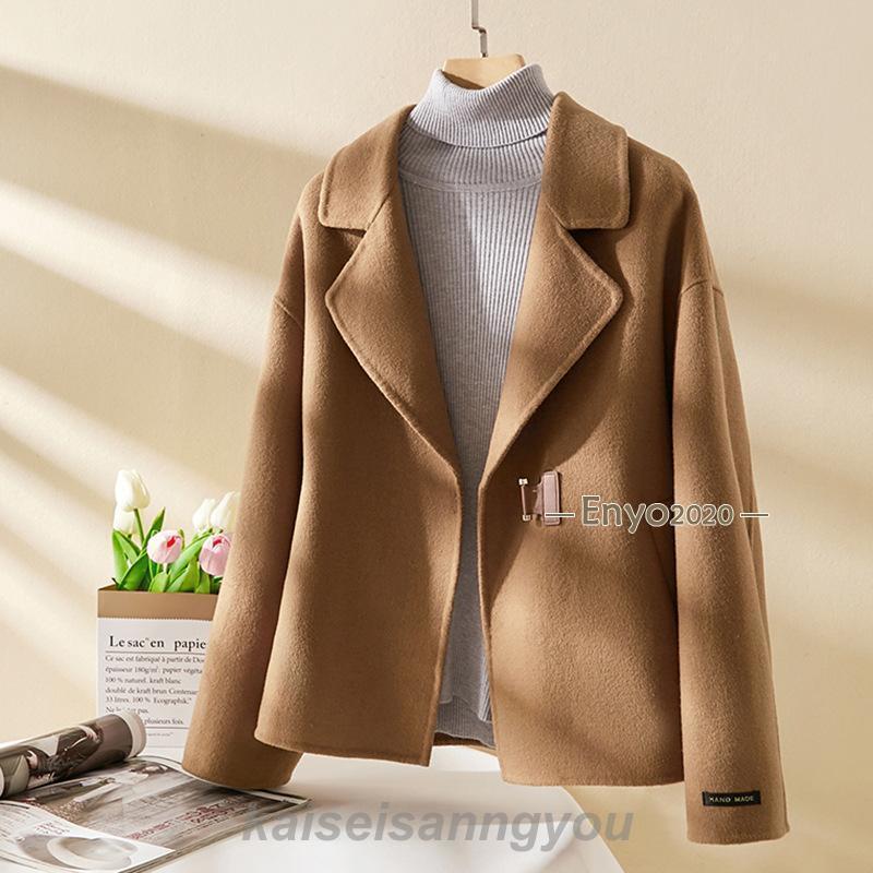 最安値挑戦 コート ウール ショート丈 レディース フードなし 無地 ピーコート Pコート 100％ウール 秋服 冬服 上品 ビジネス アウター オーバーサイズ ゆったり