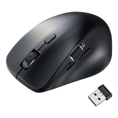 他サイト： サンワサプライ　マウス 静音 [BlueLED /無線(ワイヤレス) /5ボタン /USB] ブラック　MA-WBS524BKの商品画像