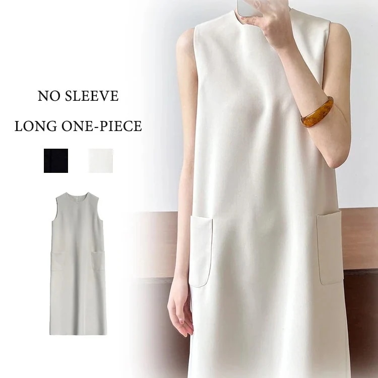 ポケット ワンピ 大人 ジャンパースカート 大きいサイズ クルーネック スリット マキシ ロング ロングワンピ きれいめ レディース ロングワンピース マキシワンピース 夏 ワンピース ノースリーブ 4,955円