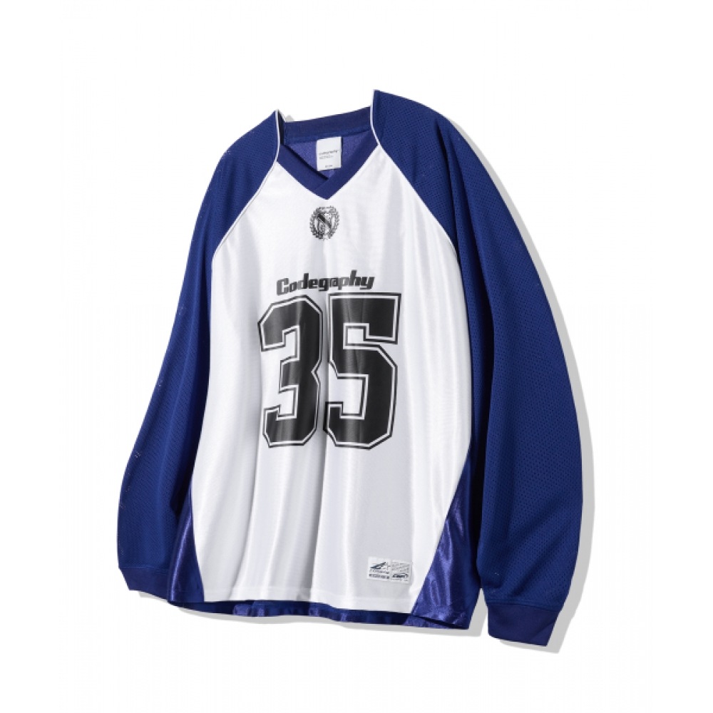 CODEGY スポーツカラーメッシュジャージーロングスリーブ_ホワイト